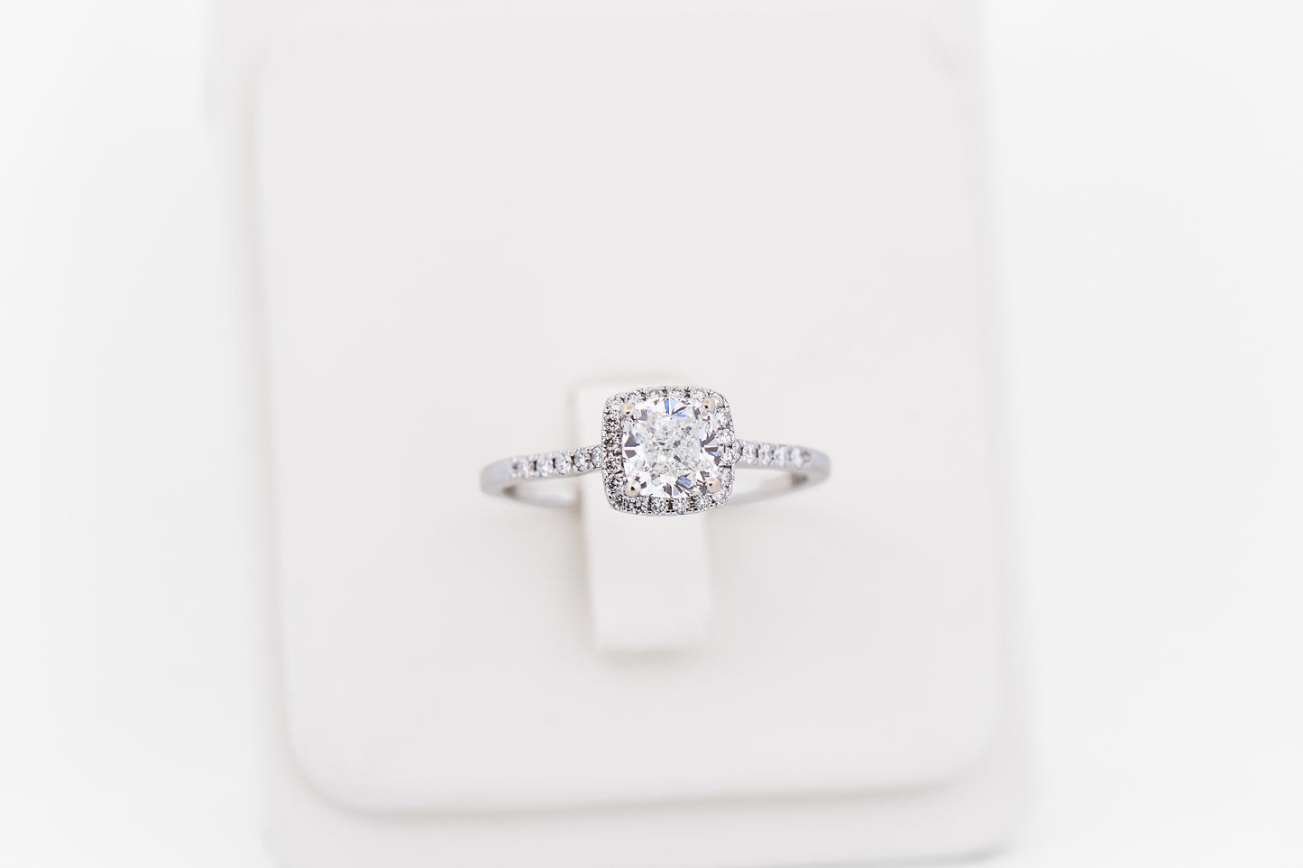 Cushion Cut Diamond Halo Engagement Ring, GIA 1.20ct