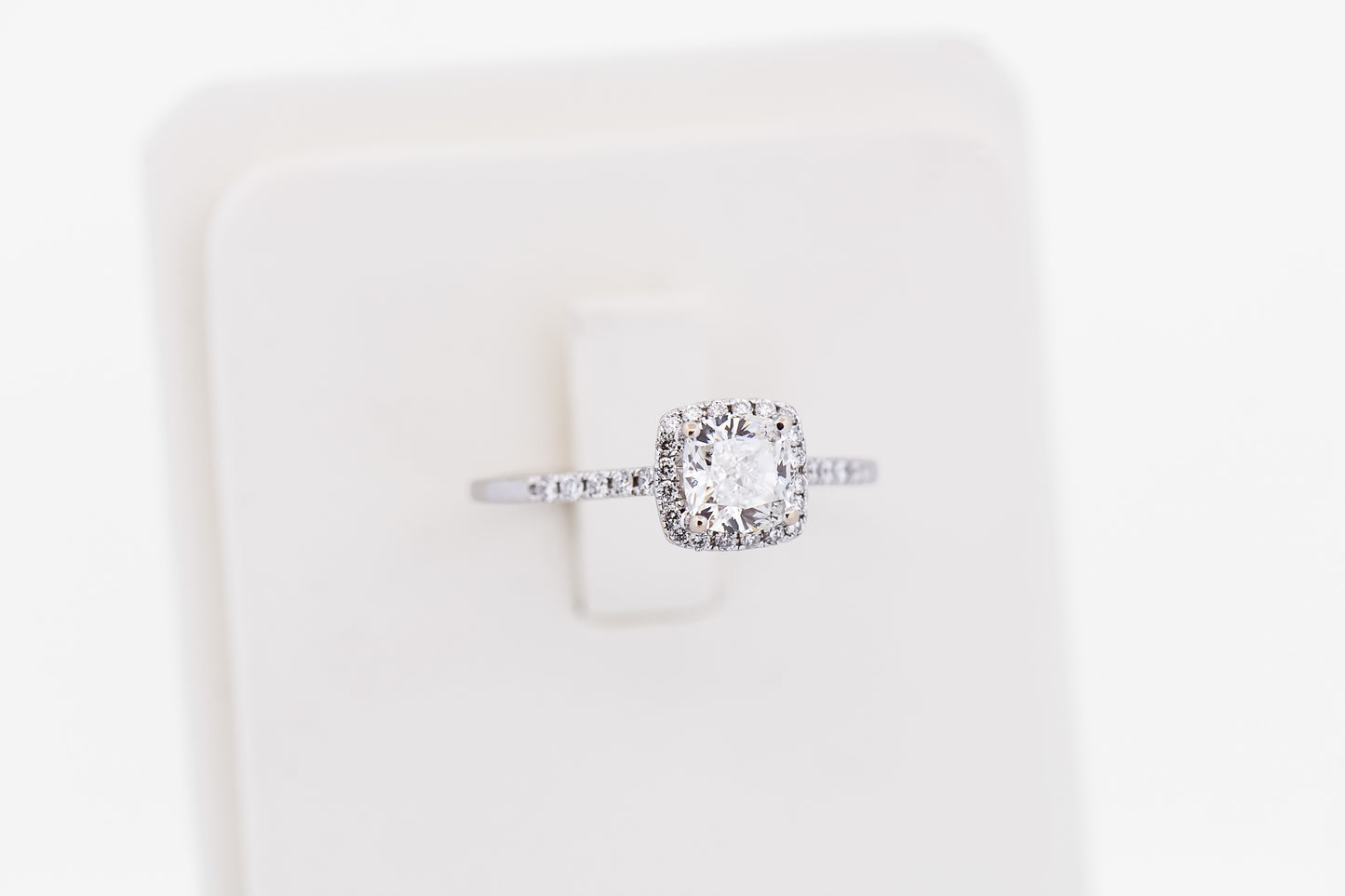 Cushion Cut Diamond Halo Engagement Ring, GIA 1.20ct