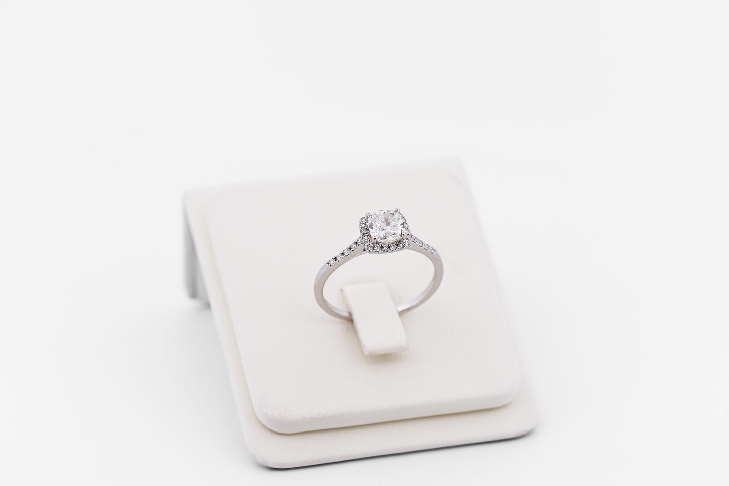 Cushion Cut Diamond Halo Engagement Ring, GIA 1.20ct