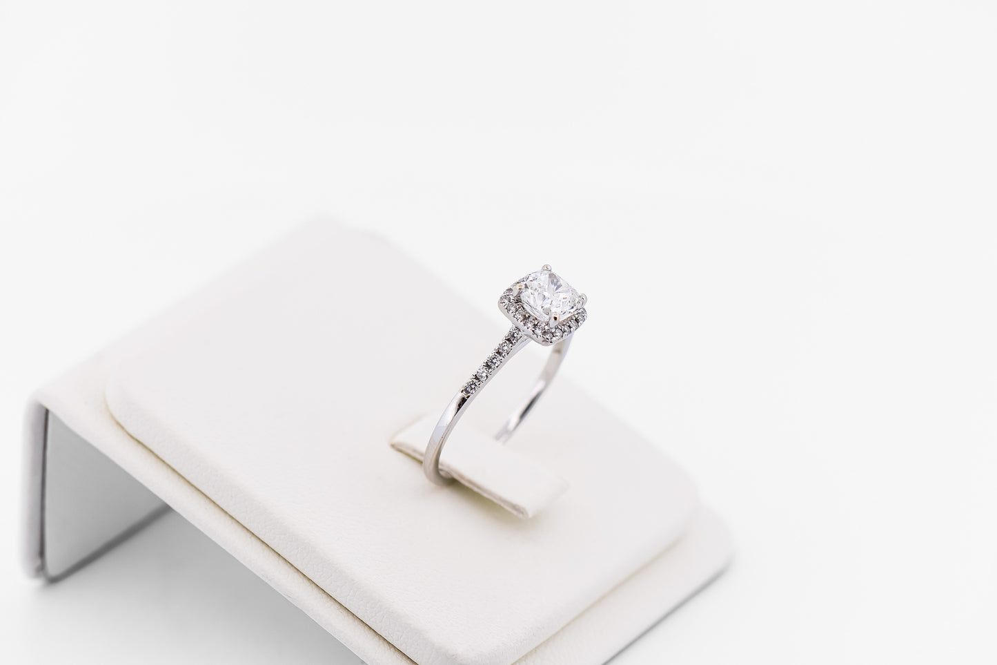 Cushion Cut Diamond Halo Engagement Ring, GIA 1.20ct