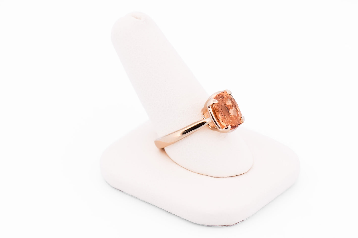 Cushion Cut Imperial Topaz Solitaire Engagement Ring - Yellow Gold Bezel Look