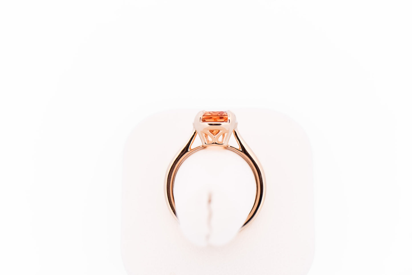 Cushion Cut Imperial Topaz Solitaire Engagement Ring - Yellow Gold Bezel Look