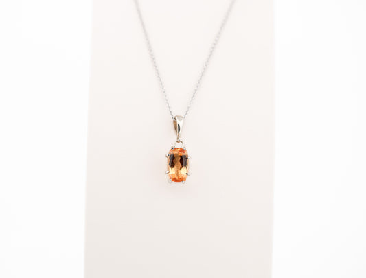 Cushion Cut Imperial Topaz Solitaire Pendant in 14k White Gold