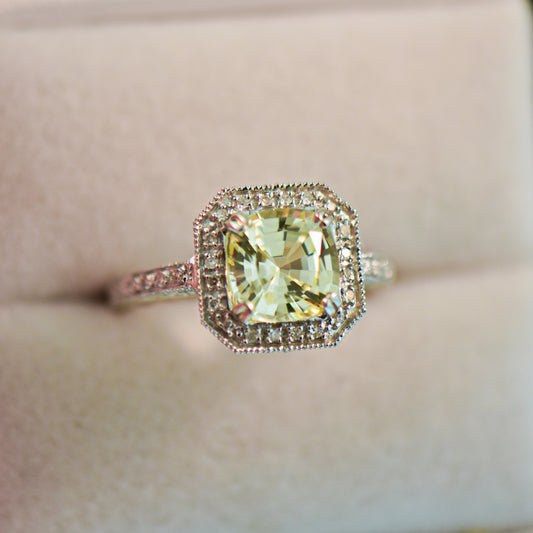 Cushion Yellow Sapphire 2.74ct Lemon Yellow