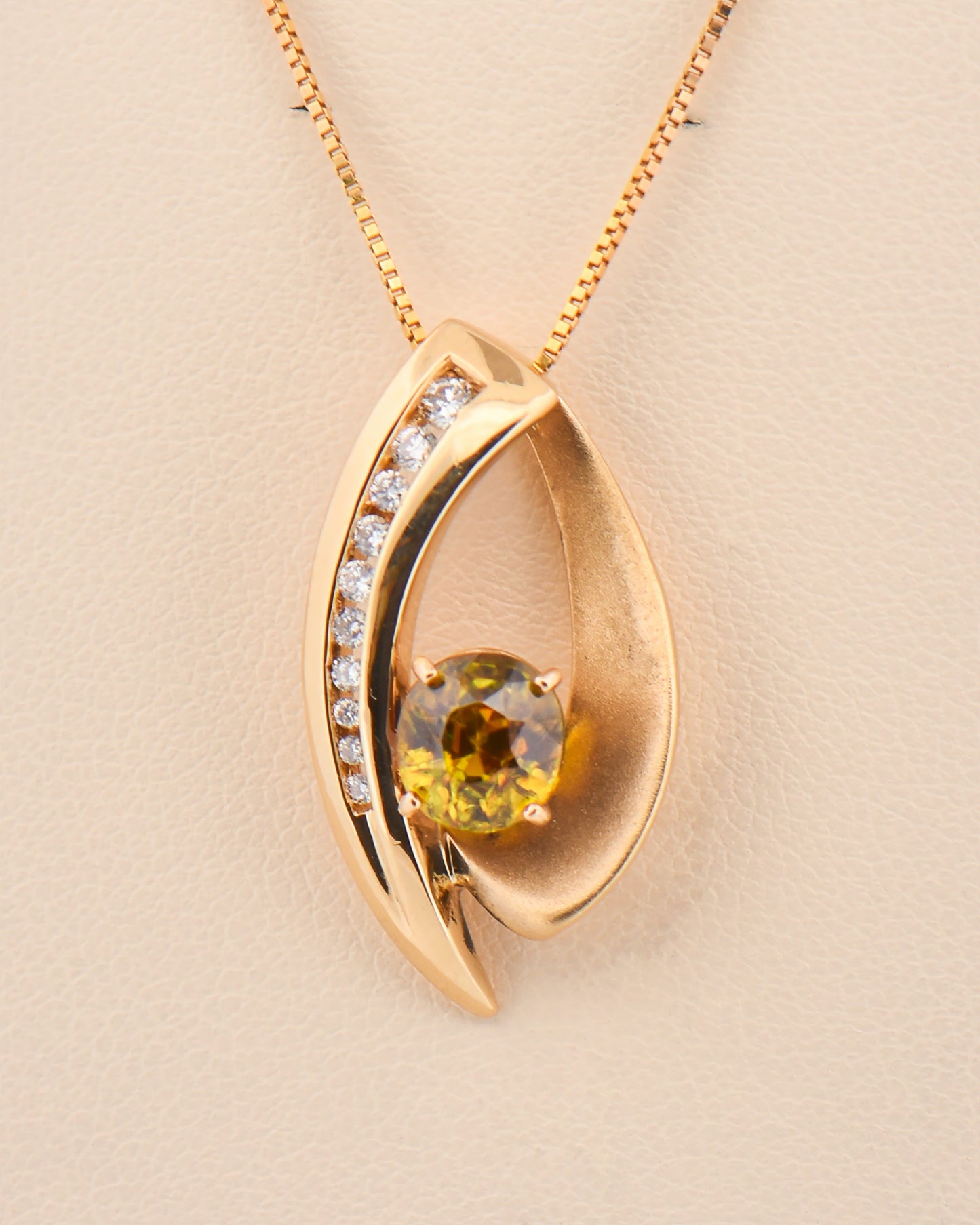 Custom 14k Gold Freeform Slide Pendant with Sphene