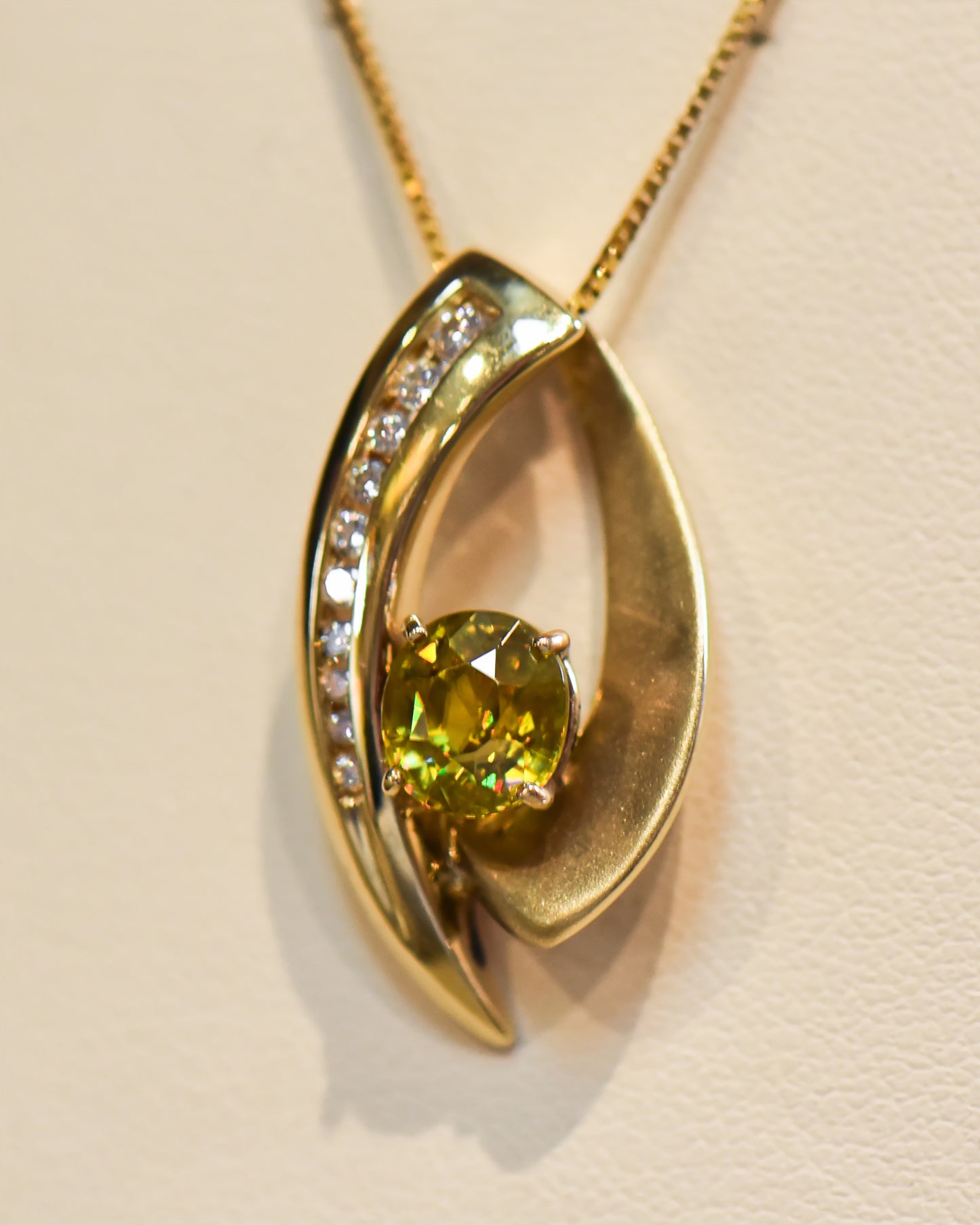 Custom 14k Gold Freeform Slide Pendant with Sphene