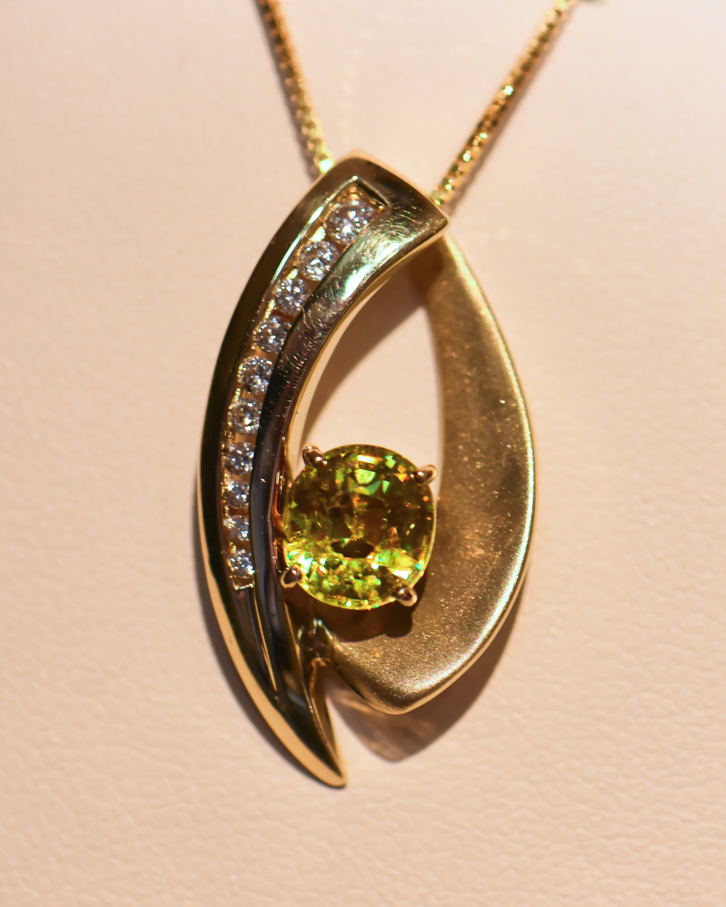 Custom 14k Gold Freeform Slide Pendant with Sphene