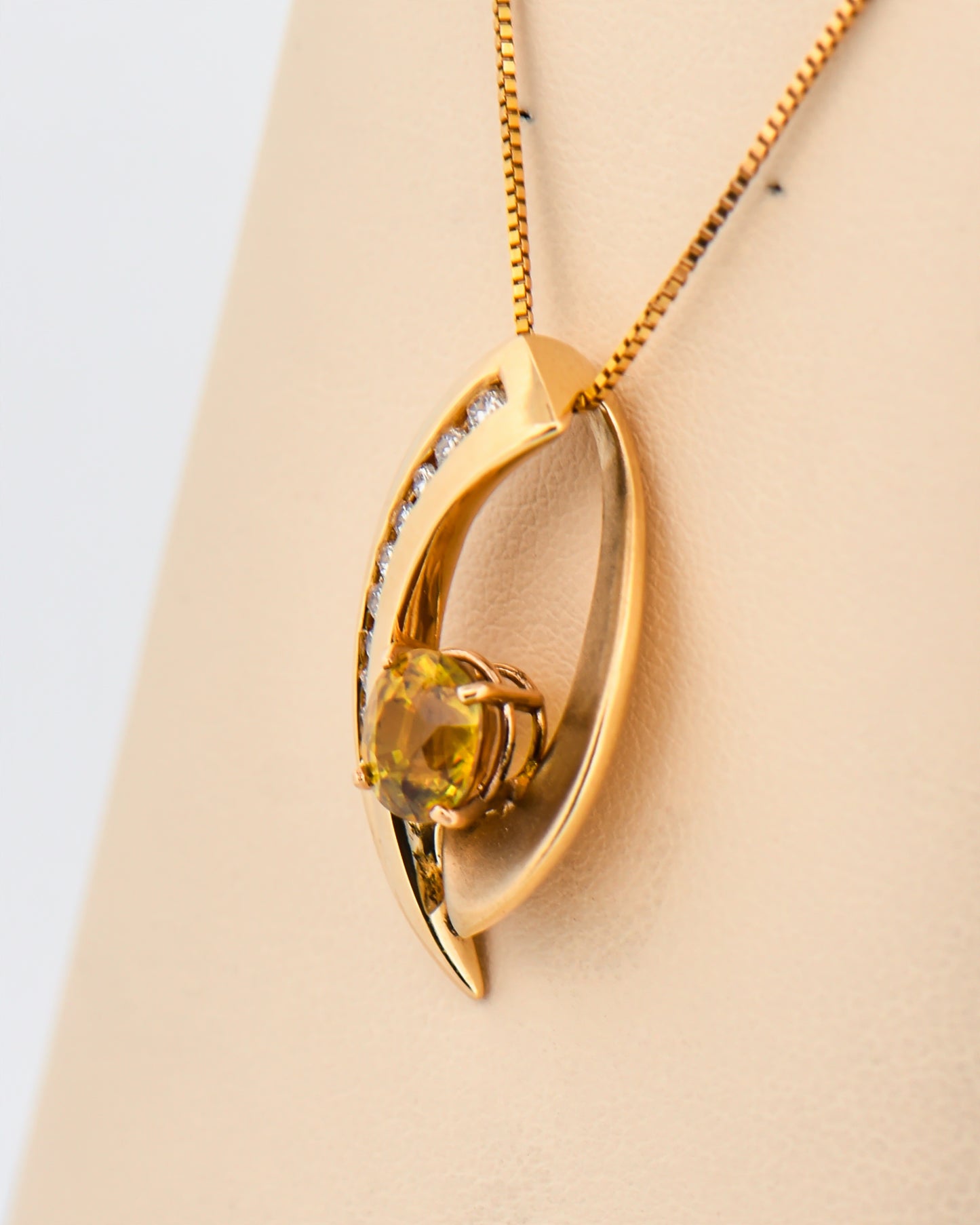 Custom 14k Gold Freeform Slide Pendant with Sphene