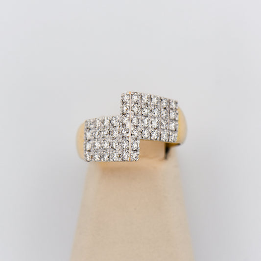 Custom 18k Gold Angular Pavé Diamond Ring