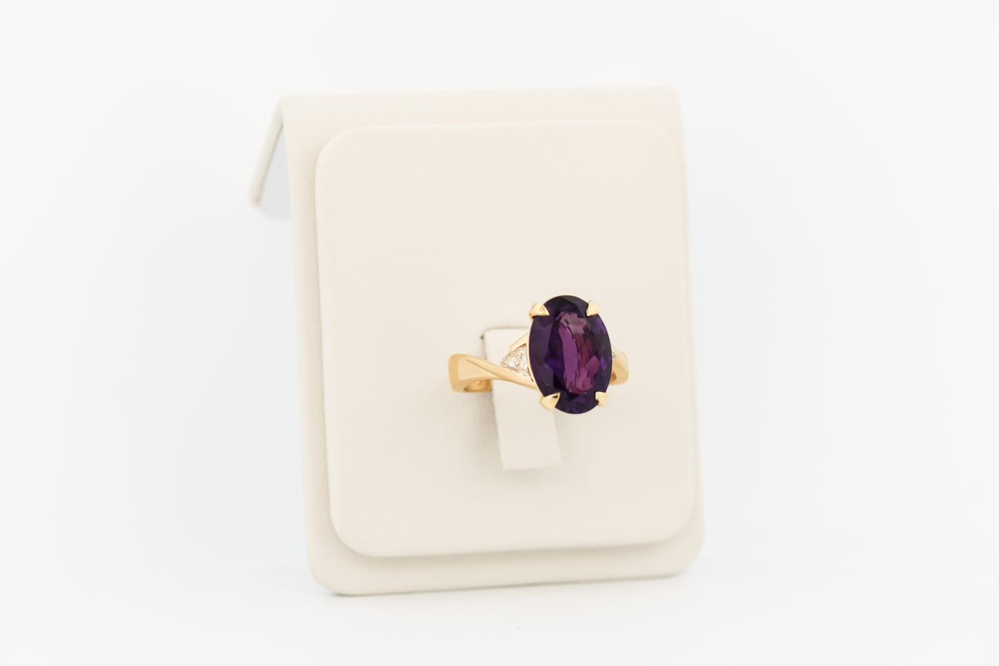 Custom Amethyst Engagement Ring with Trillion Diamond Accents