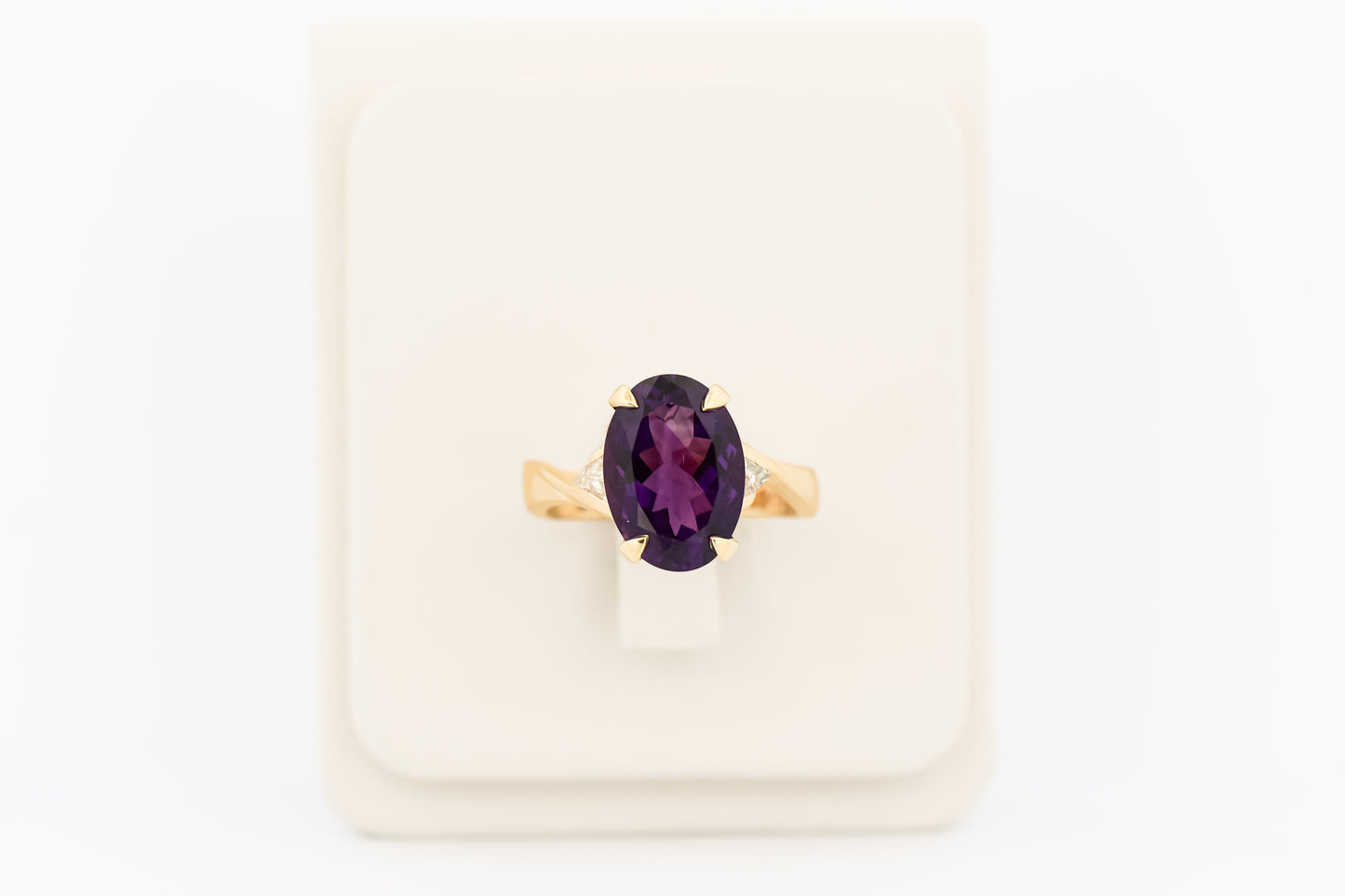 Custom Amethyst Engagement Ring with Trillion Diamond Accents