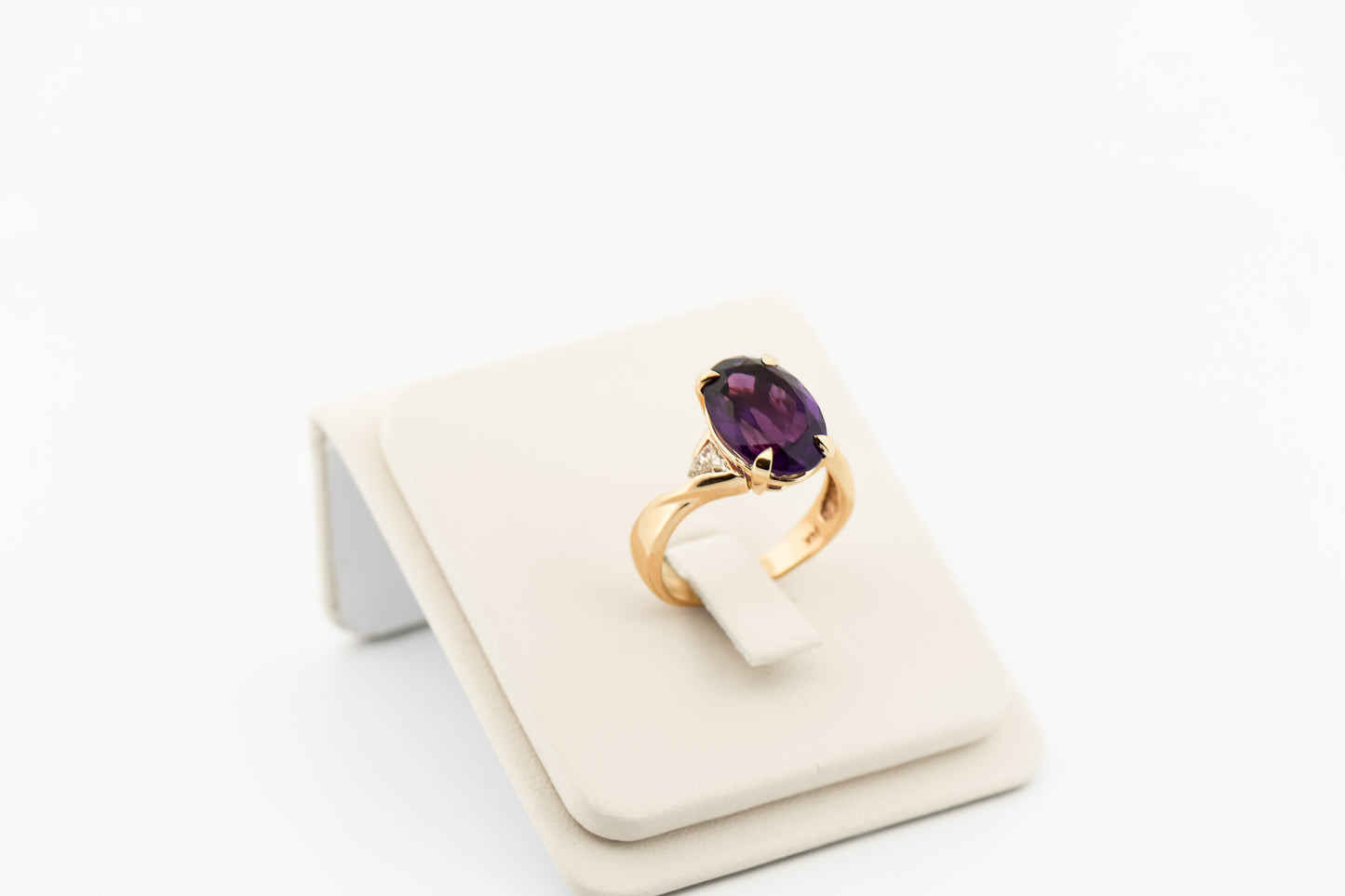 Custom Amethyst Engagement Ring with Trillion Diamond Accents