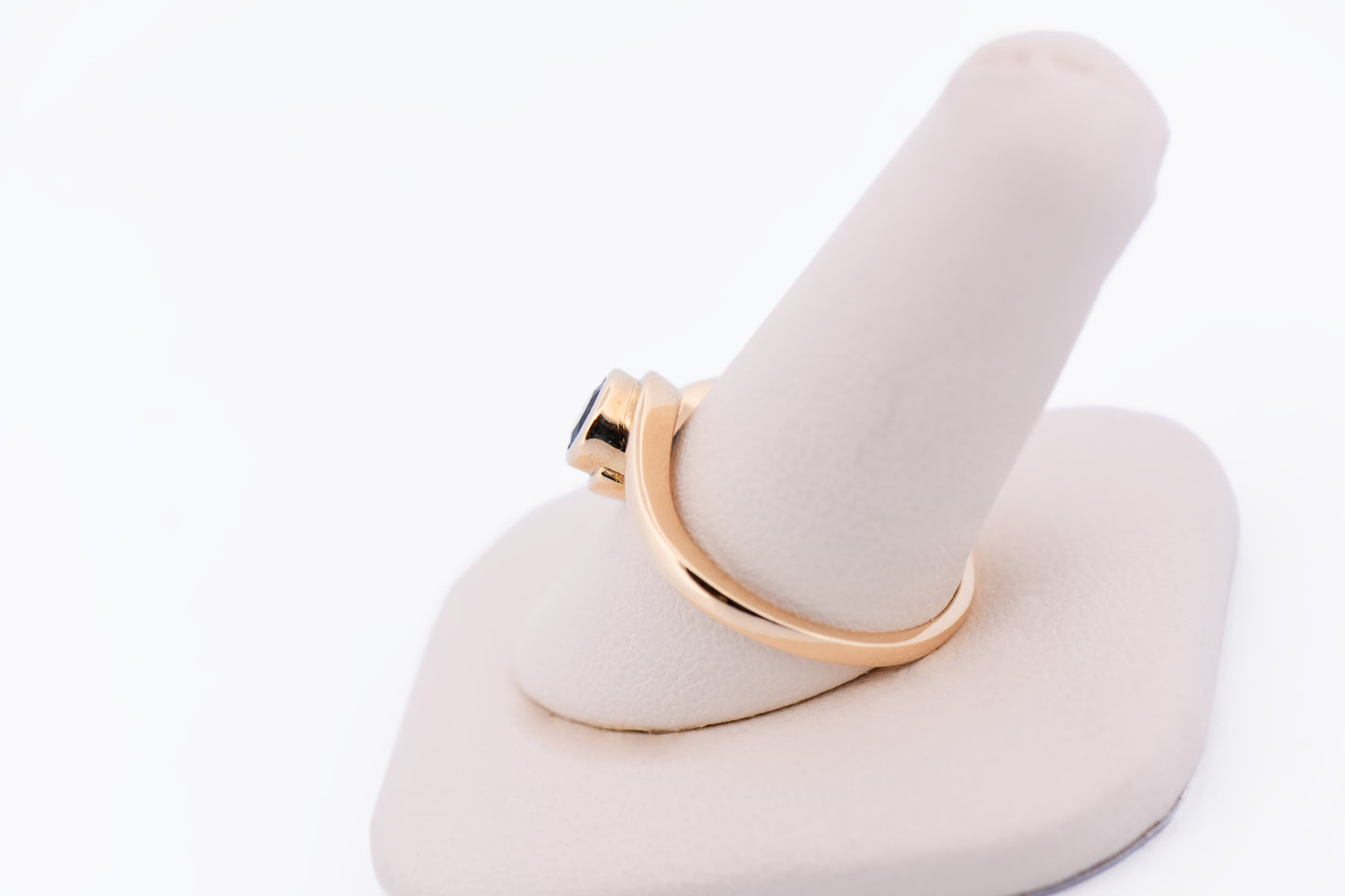 Custom Bezel Set Sapphire Swirl Engagement Ring in Yellow Gold