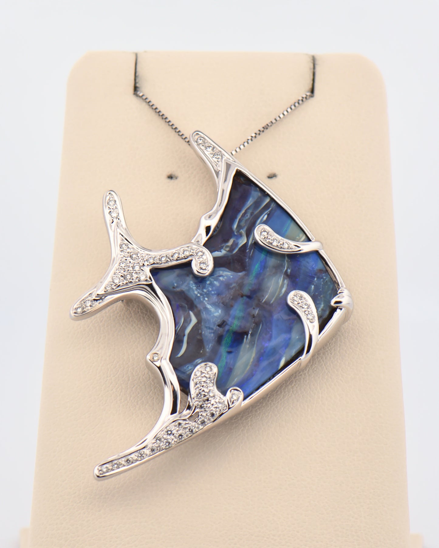 Custom Boulder Opal & Diamond Angelfish Pendant Brooch Combo