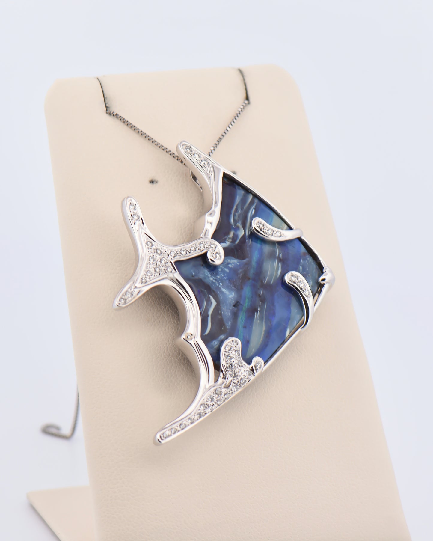 Custom Boulder Opal & Diamond Angelfish Pendant Brooch Combo