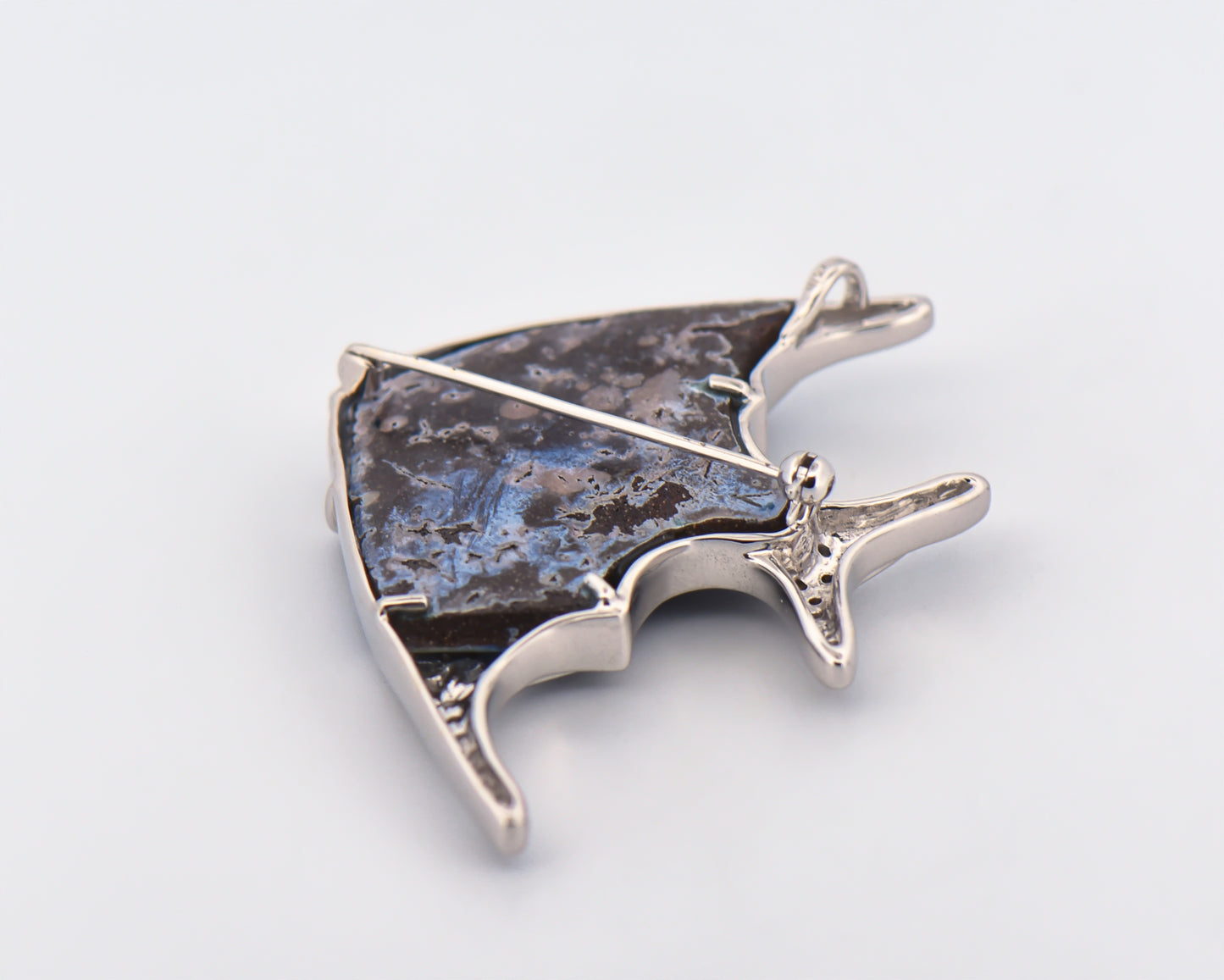 Custom Boulder Opal & Diamond Angelfish Pendant Brooch Combo