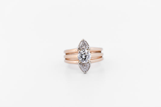 Custom Engagement Ring with 1ct Round Diamond and Trillion Accents
