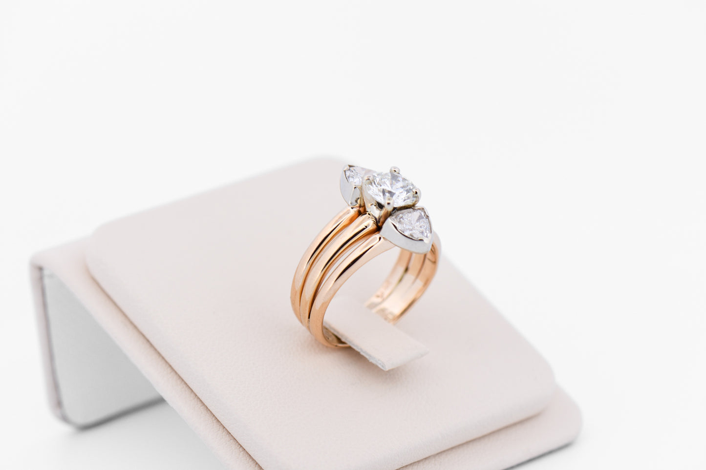 Custom Engagement Ring with 1ct Round Diamond and Trillion Accents