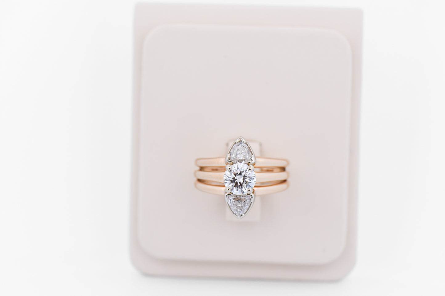 Custom Engagement Ring with 1ct Round Diamond and Trillion Accents