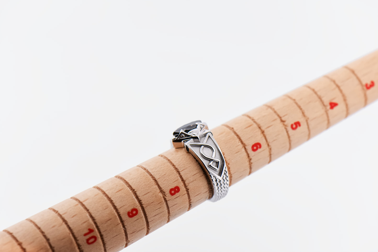 Custom Fantasy Themed Wedding Ring with Marquise Black Diamond