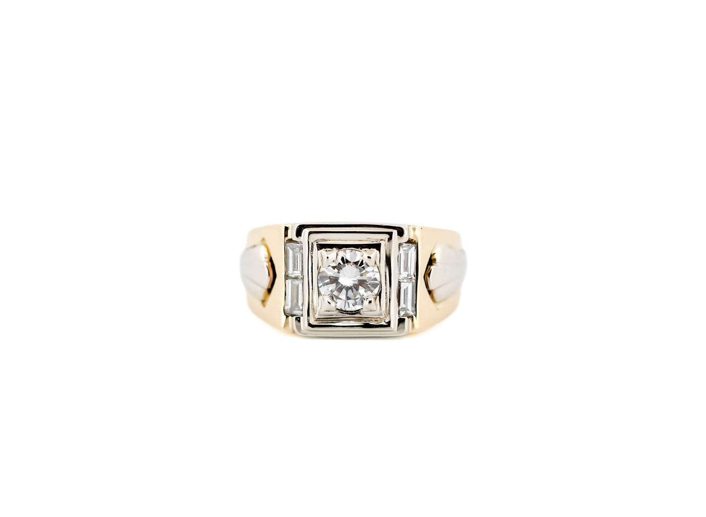 Custom Gents Ring with 1ct VS Diamond in Heavy Two-Tone Gold