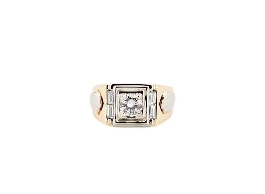 Custom Gents Ring with 1ct VS Diamond in Heavy Two-Tone Gold