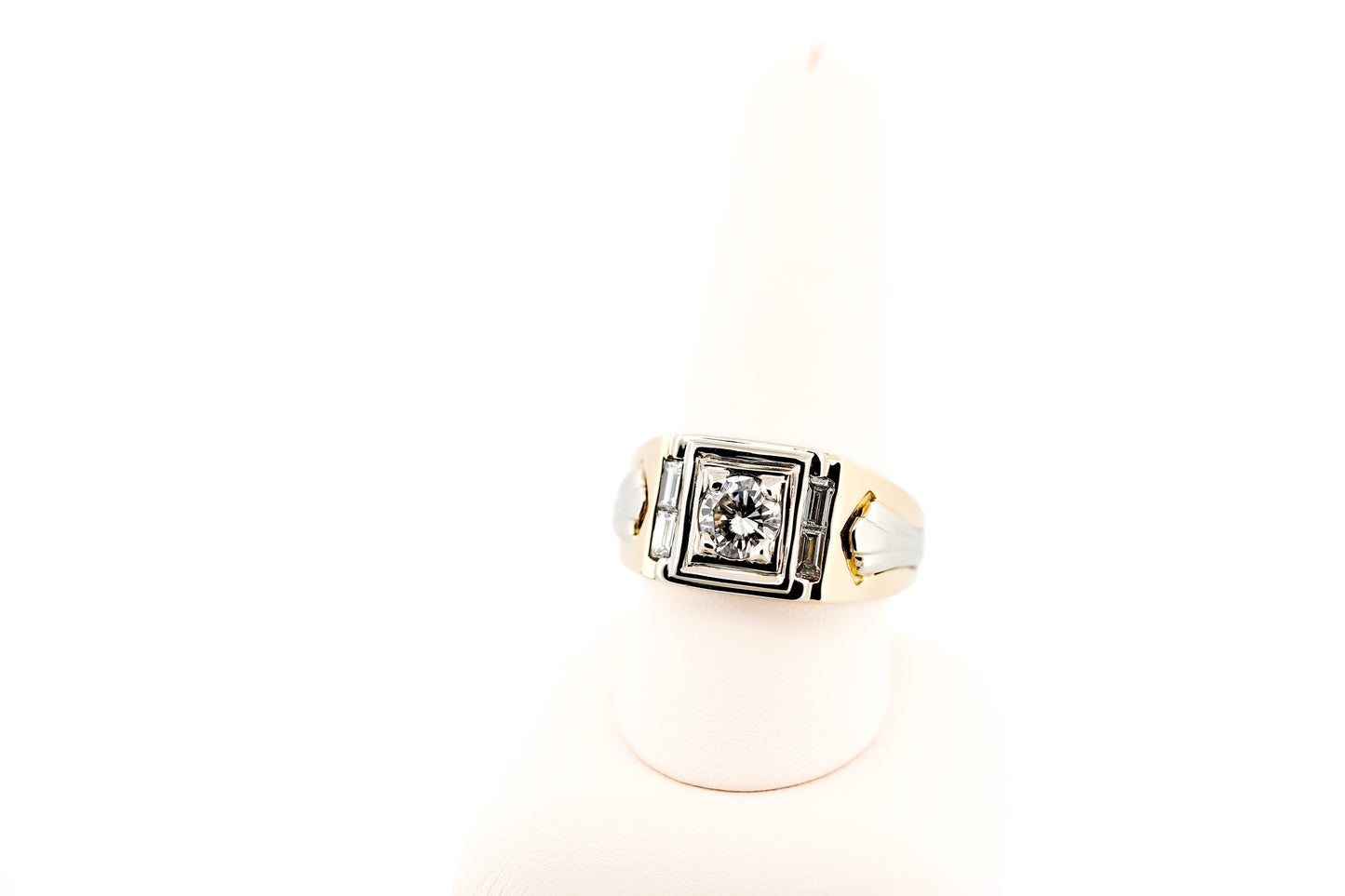 Custom Gents Ring with 1ct VS Diamond in Heavy Two-Tone Gold
