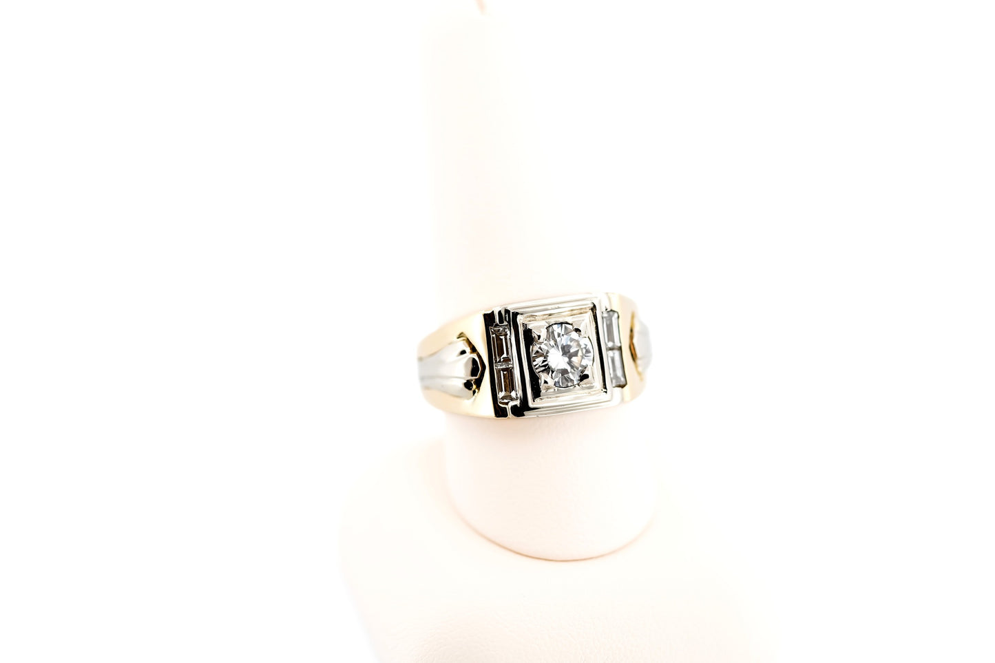 Custom Gents Ring with 1ct VS Diamond in Heavy Two-Tone Gold