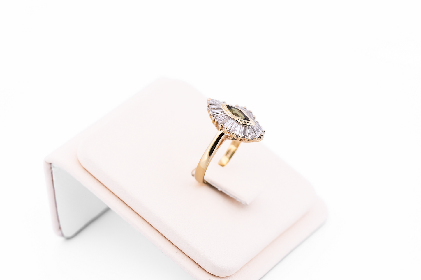 Custom Gold Ballerina Ring with Marquise Alexandrite & Baguette Diamonds
