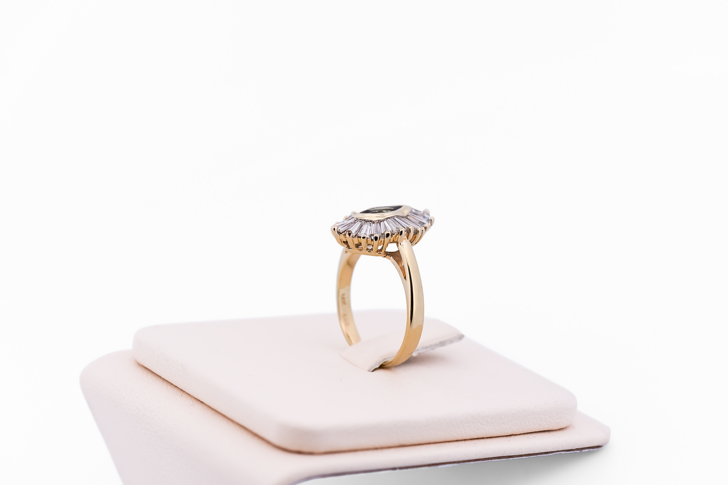 Custom Gold Ballerina Ring with Marquise Alexandrite & Baguette Diamonds