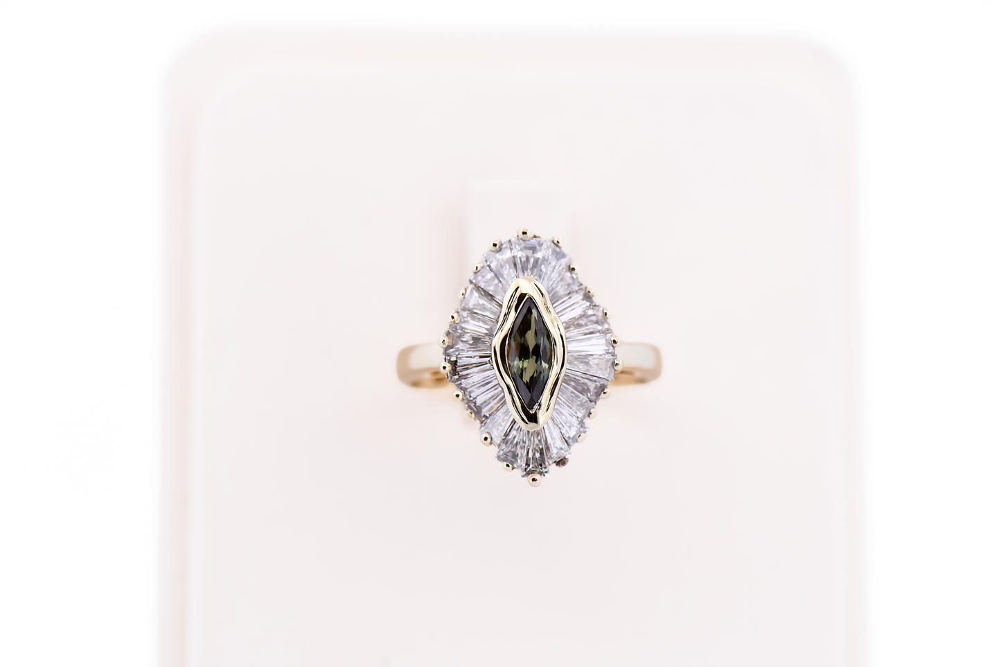 Custom Gold Ballerina Ring with Marquise Alexandrite & Baguette Diamonds