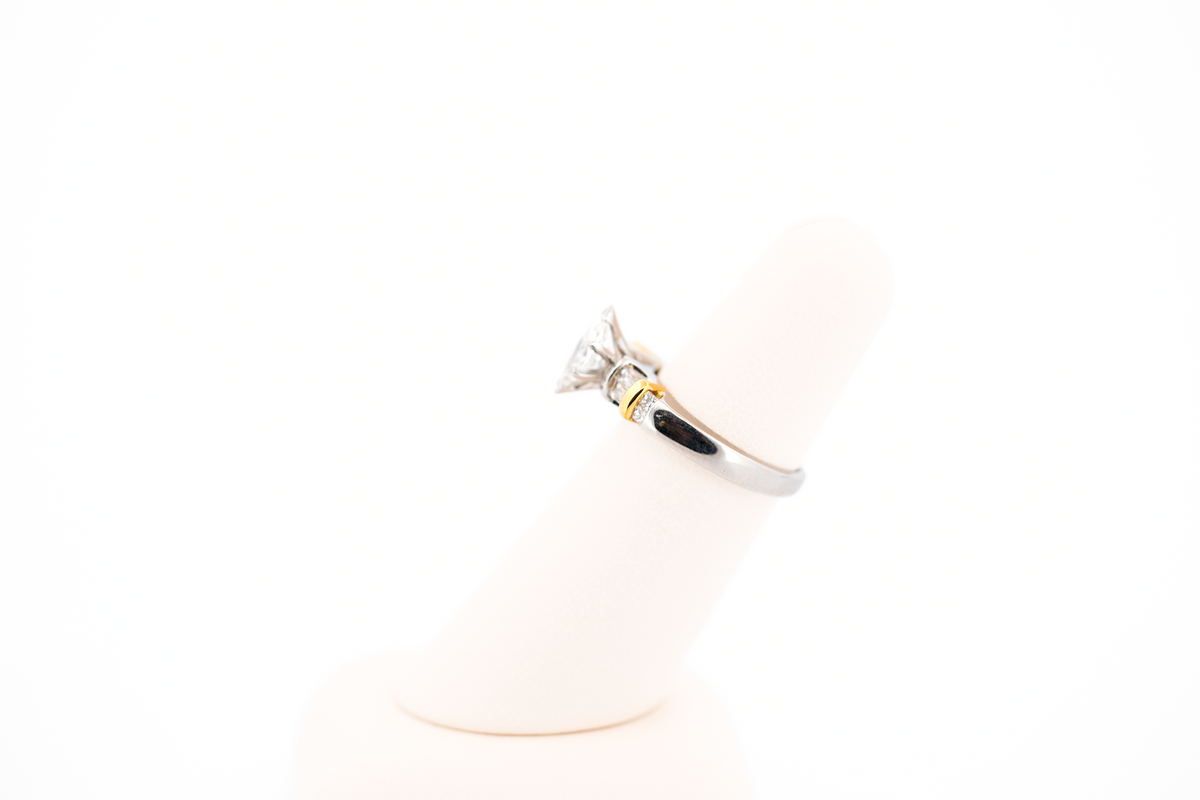 Custom Marquise Diamond Engagement Ring in Platinum and Yellow Gold