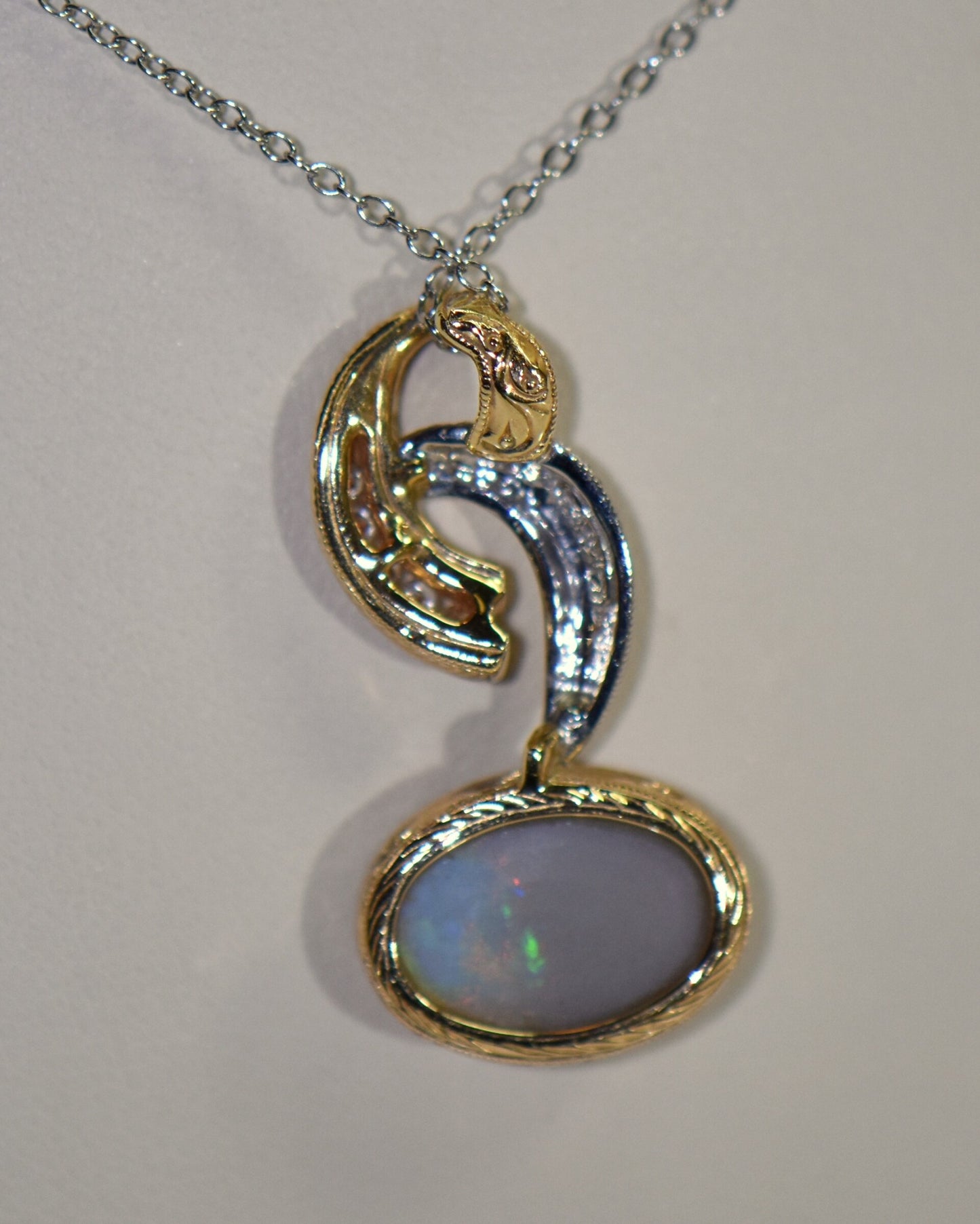 Two-Tone Gold Pendant with Top Quality Opal