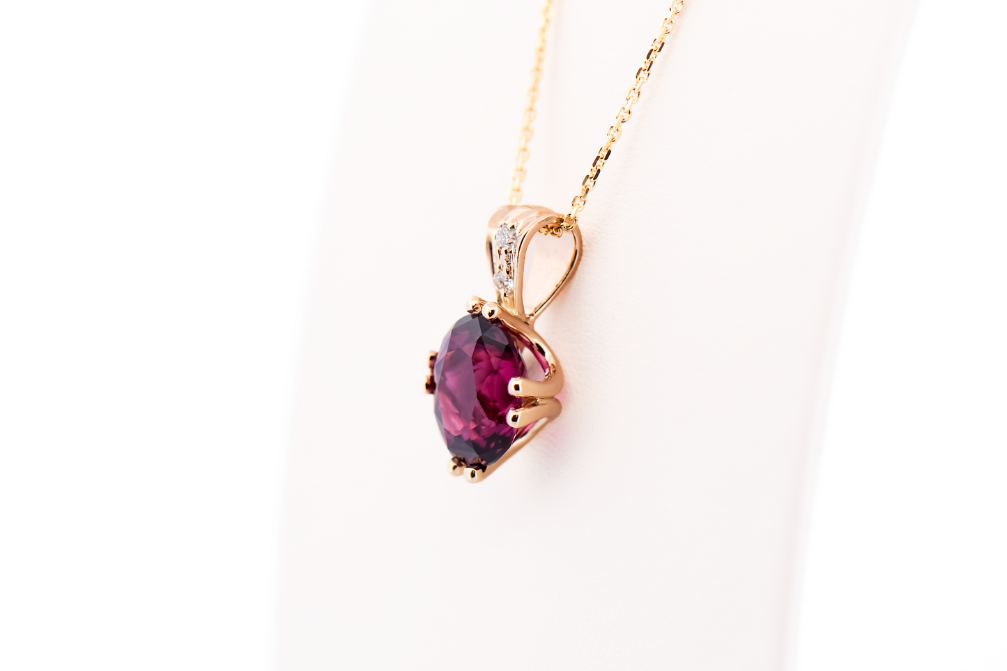 Custom Oval Rhodolite & Diamond Pendant - Top Quality Purple Garnet