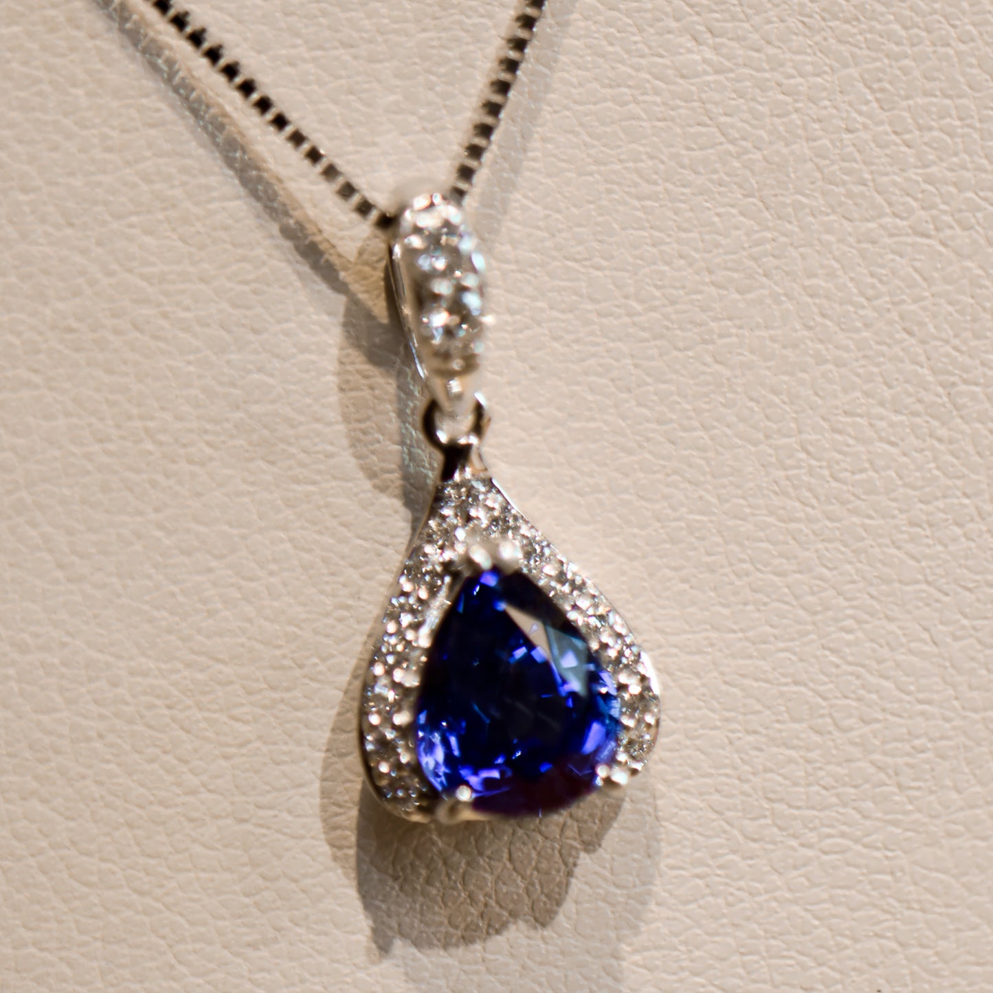 Custom Pear Shape Sapphire & Diamond Pendant