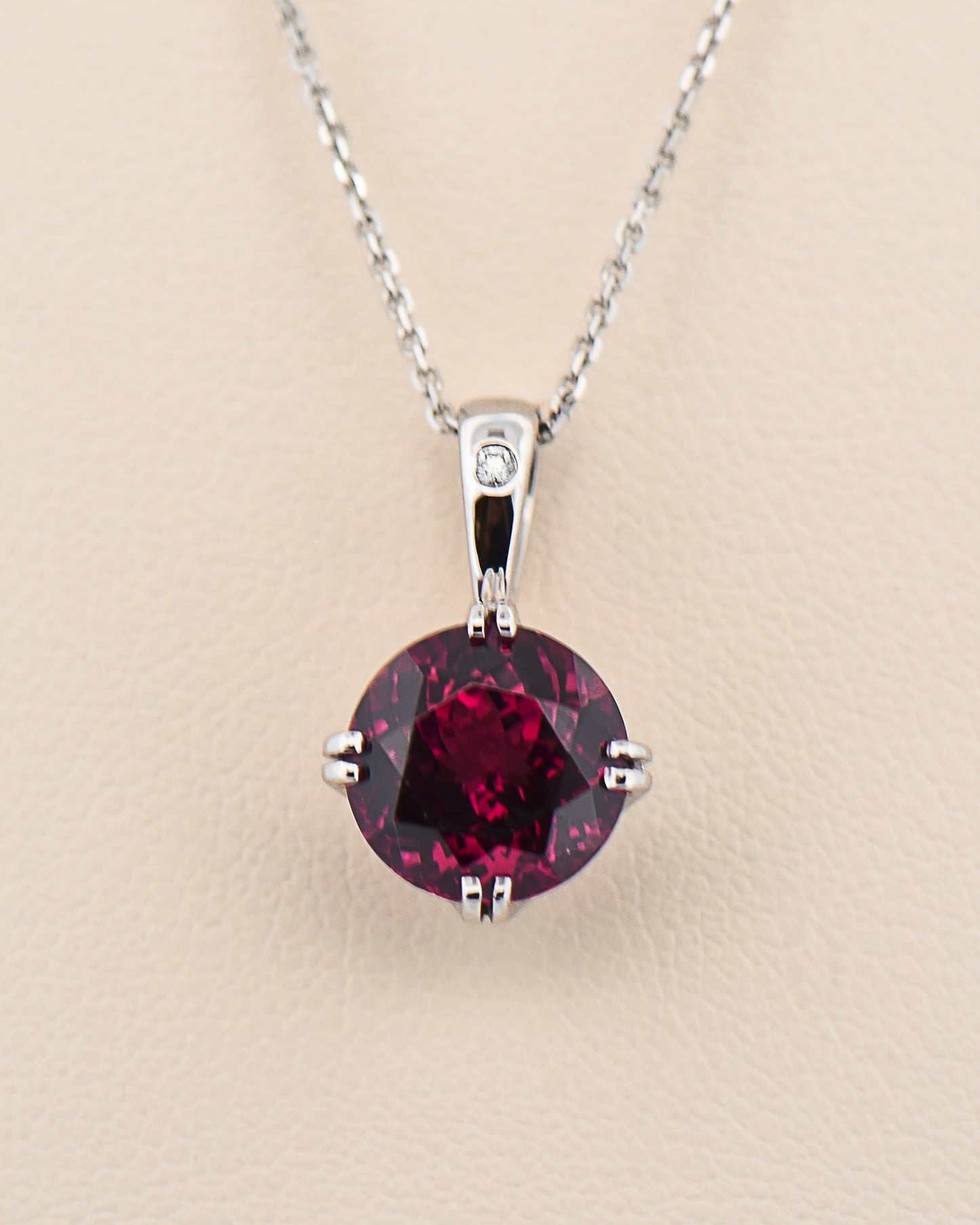 Custom Purple Garnet Solitaire Pendant with Round 4.66ct Rhodolite