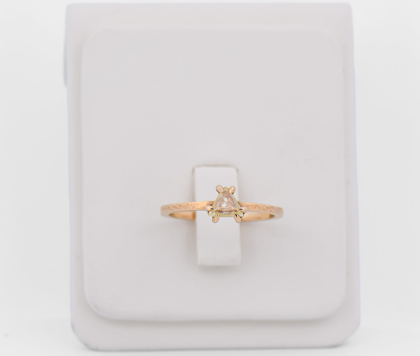 Custom Raw Diamond Engagement Ring with Rare Trigon Inclusions