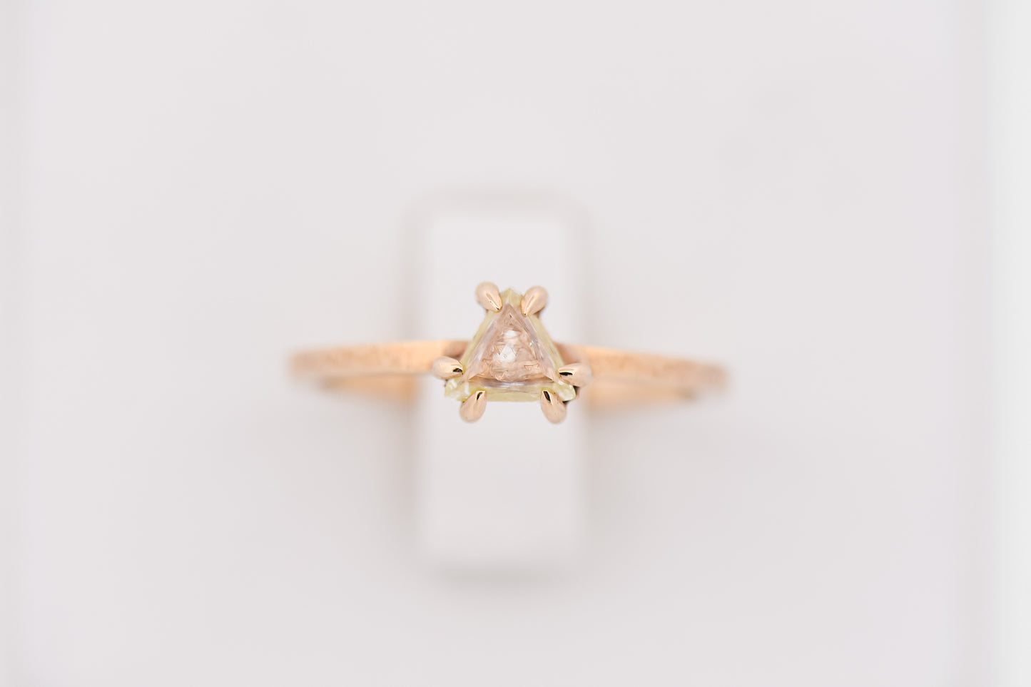 Custom Raw Diamond Engagement Ring with Rare Trigon Inclusions