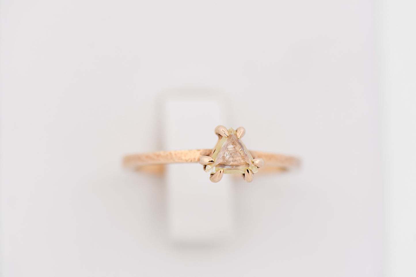 Custom Raw Diamond Engagement Ring with Rare Trigon Inclusions