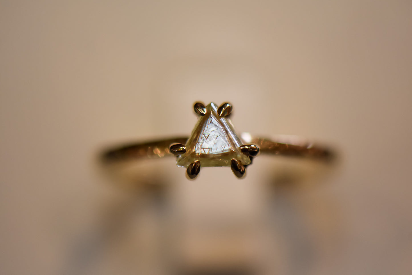 Custom Raw Diamond Engagement Ring with Rare Trigon Inclusions