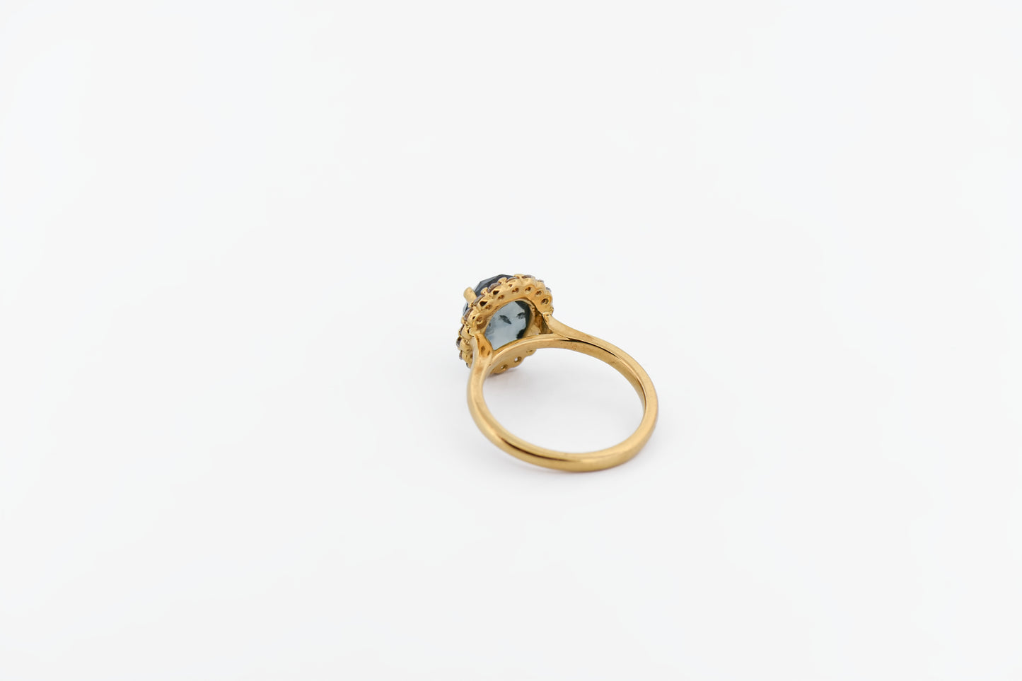 Custom Rose Cut Montana Green Sapphire & Diamond Halo Engagement Ring 18k