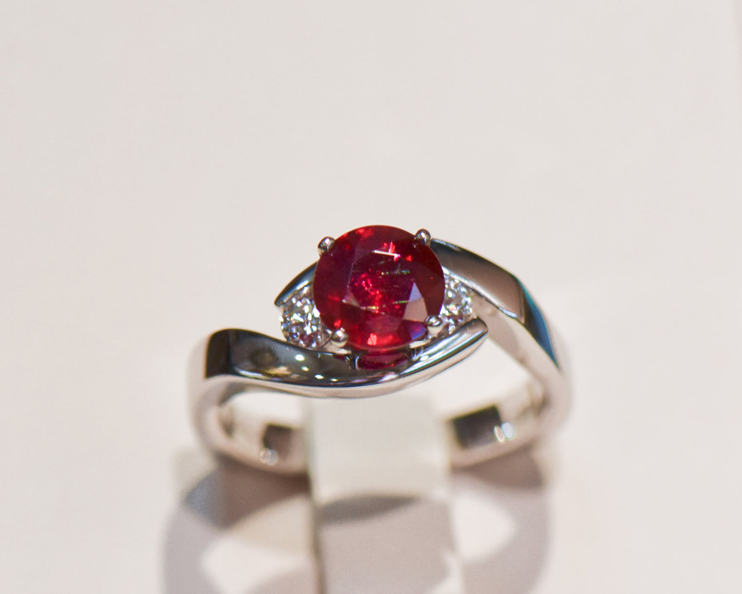 Custom Ruby & Diamond Wedding Set with 1.25ct Round Natural Ruby