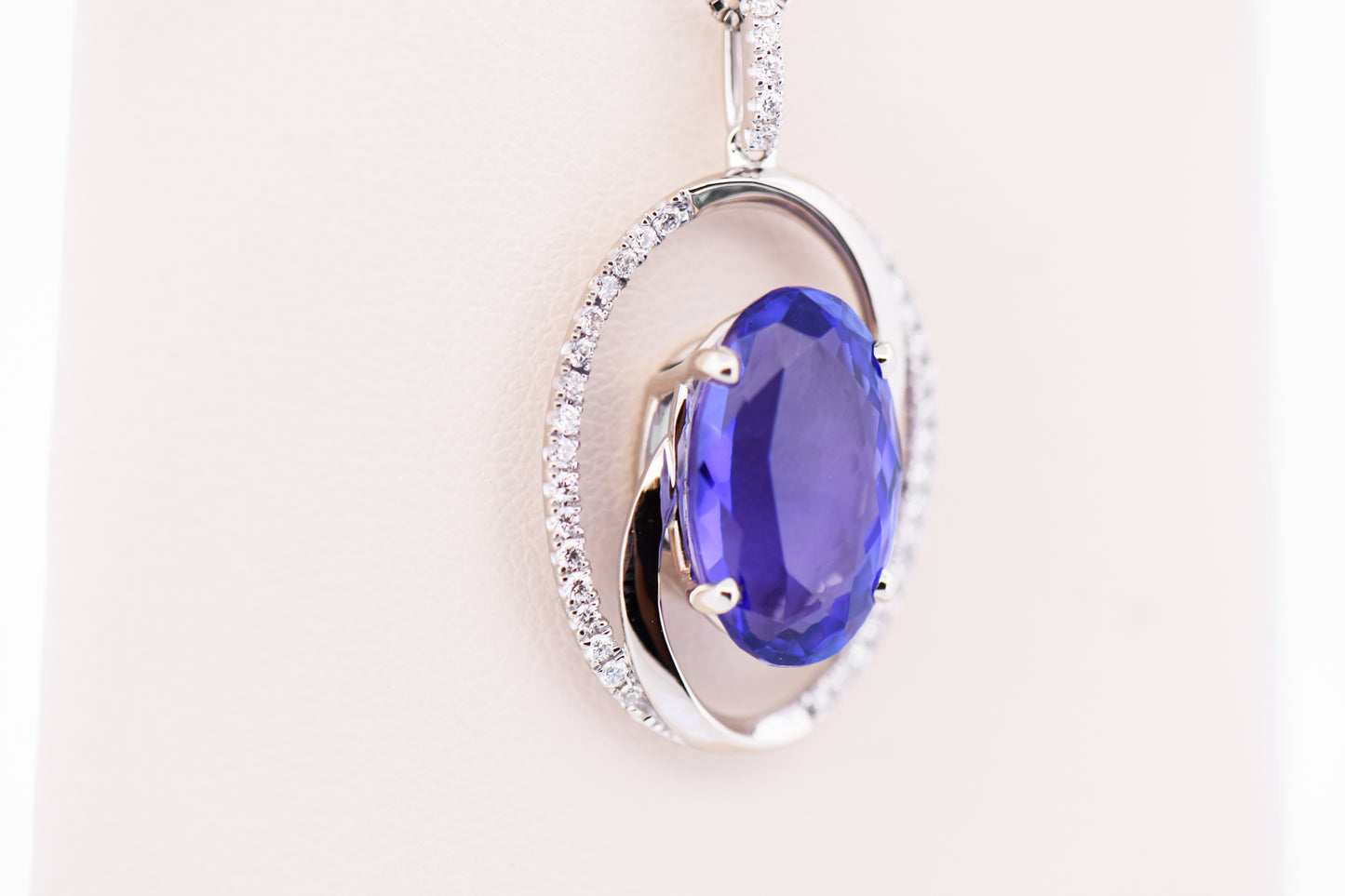 Custom Swirl Pendant with Old-Stock 6ct Tanzanite & Diamonds