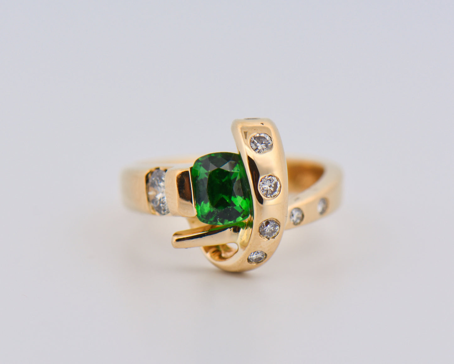 Custom Tsavorite Ring in Freeform Mount