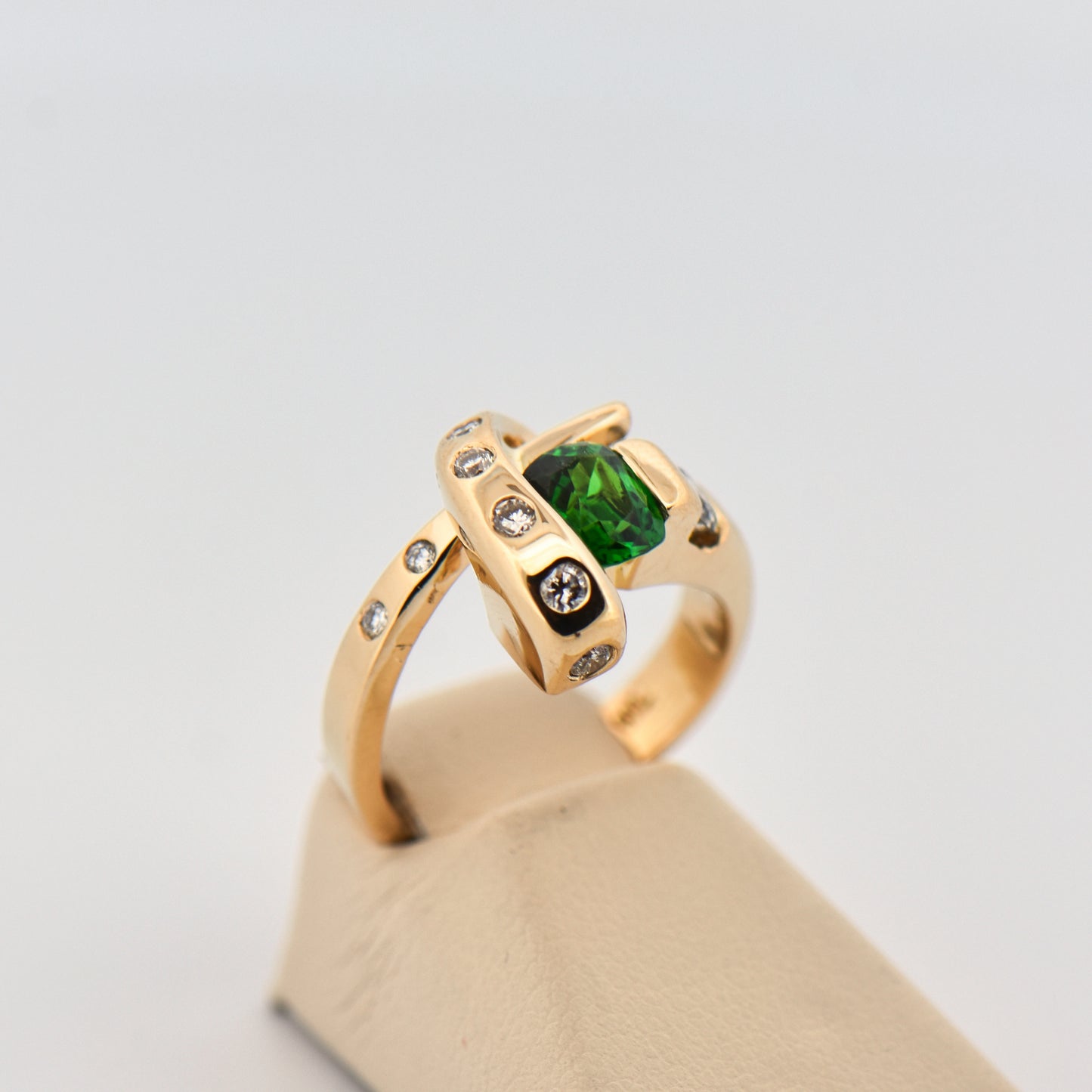 Custom Tsavorite Ring in Freeform Mount