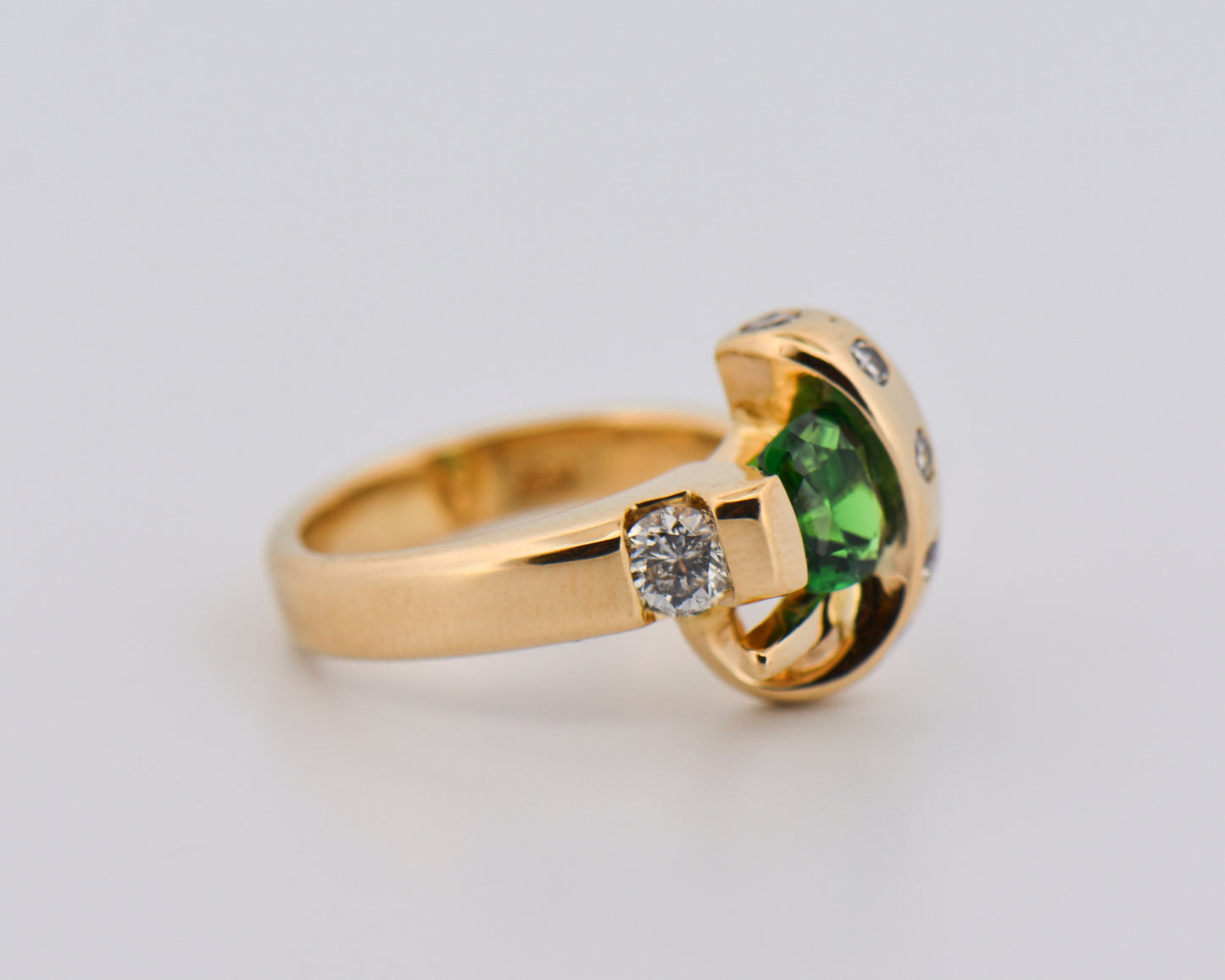 Custom Tsavorite Ring in Freeform Mount