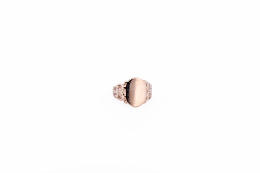 Dainty Antique 10k Gold Signet Ring With Embossed Shoulders - Never Engraved!