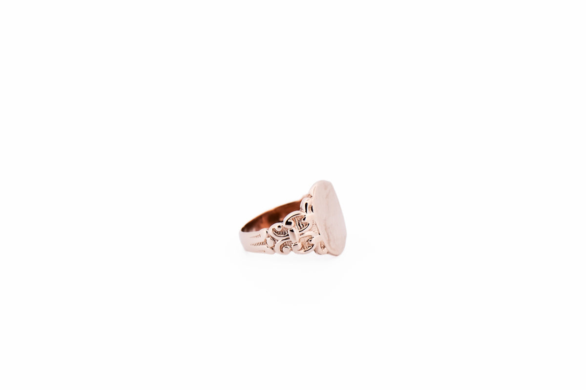 Dainty Antique 10k Gold Signet Ring With Embossed Shoulders - Never Engraved!