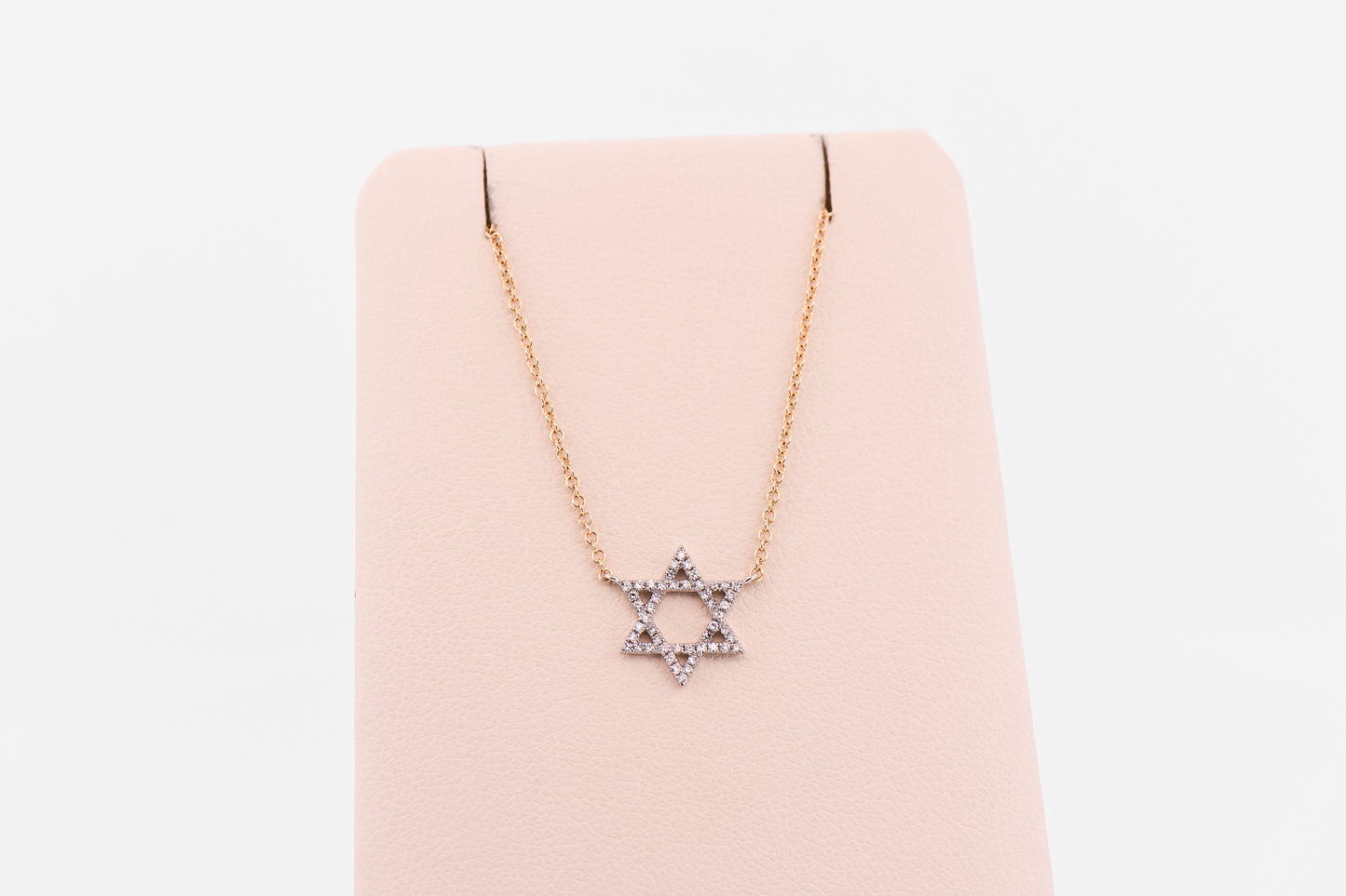 Dainty Diamond-Set Star of David Necklace in 14k Gold