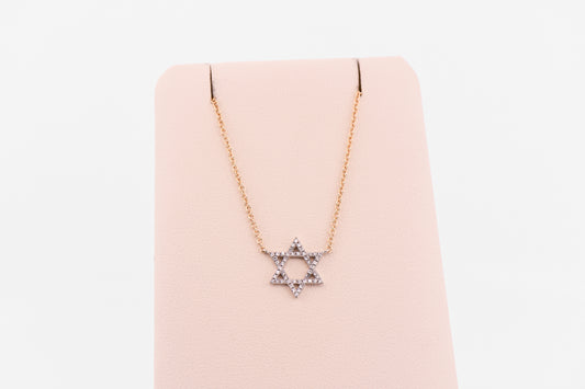Dainty Diamond-Set Star of David Necklace in 14k Gold